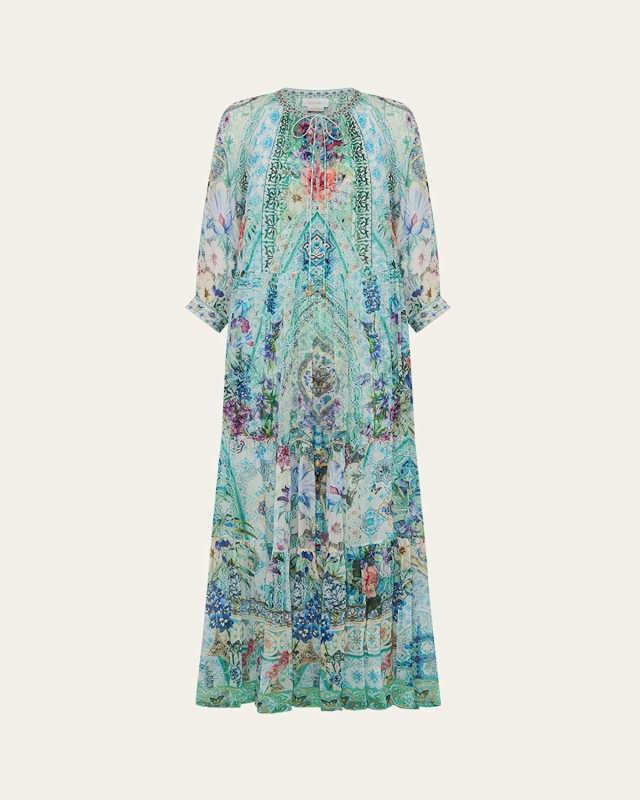 Sunrise in Sintra Long Gathered Panel Dress